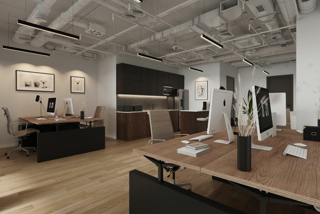brown and black office design
